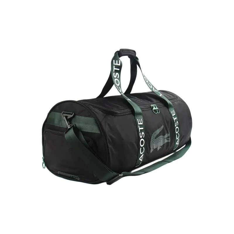 LACOSTE Polyester One Shoulder Crossbody Handbag, Travel Bag Regular Unisex Black & Green-2