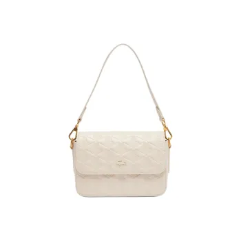 LACOSTE Cow Leather Portable Crossbody Bag, Shoulder Bag Women's Beige