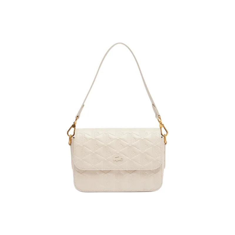 LACOSTE Cow Leather Portable Crossbody Bag, Shoulder Bag Women's Beige-0