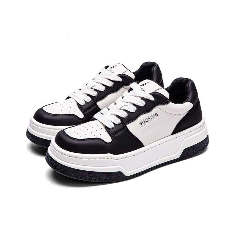 NAUTICA Anti Slip And Wear Resistant Height Increasing Low Top Skateboard Shoes Women's White Black-2