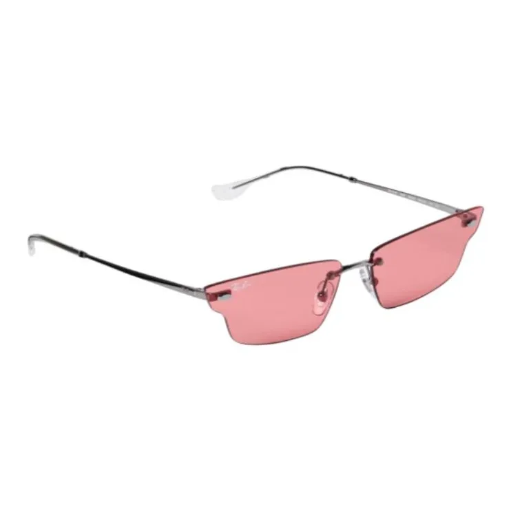 RayBan Metal Irregular Shape Sunglasses Unisex Silver-2
