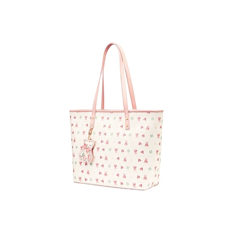 JANE KLAIN Synthetic Leather Tote Bag Portable Shopping Bag Large Size Women's Pink/Blue-0