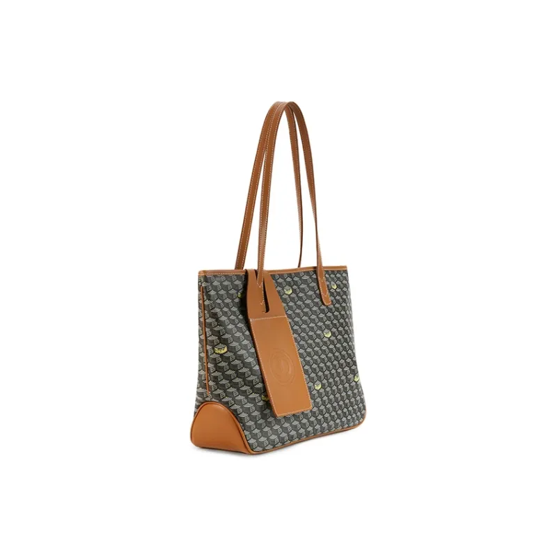 CHRISBELLA Synthetic Leather Large Capacity Tote Bag, Shoulder Bag Large Size Unisex Brown-3