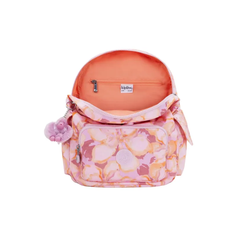 Kipling Recycled Polyester Backpack Small Size Women's Floral Pink-3