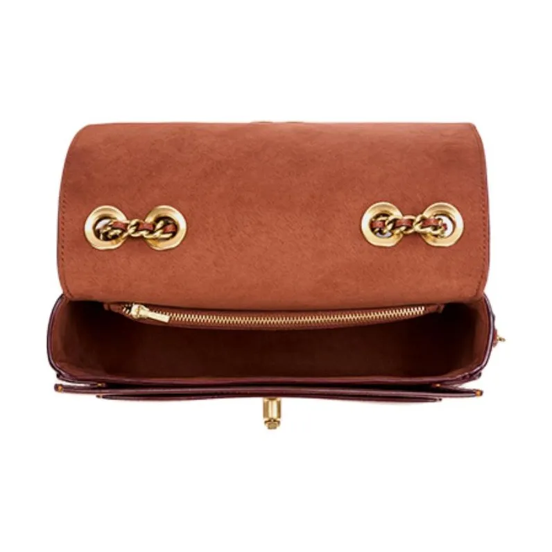 COACH Madison Cow Leather Crossbody Bag Shoulder Bag Medium Size Women's Brown Yellow And Rusty Red-3