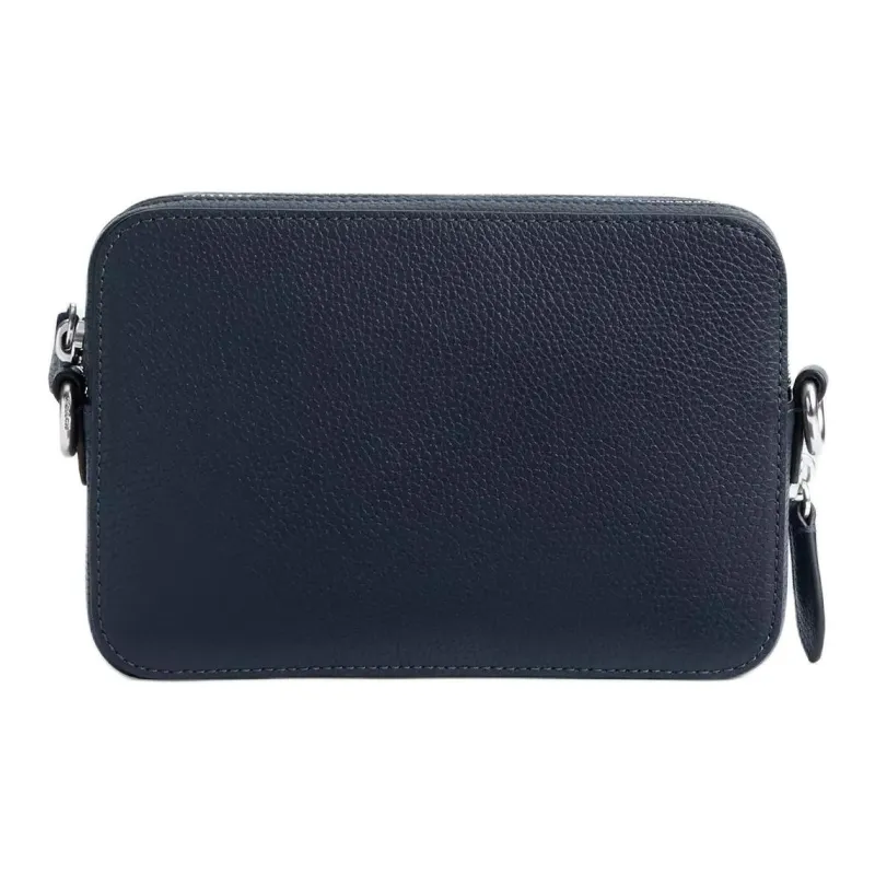 COACH Charter Polished Pebbled Leather Shoulder Bag, Crossbody Bag Small Size Men's Marine Blue-2
