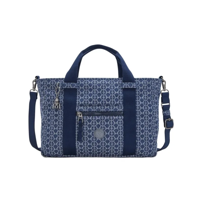 Kipling Cotton Laptop Bag Handbag Small Size Unisex Denim Blue-0
