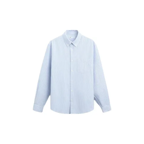 ZARA Shirts Men White/Sky Blue