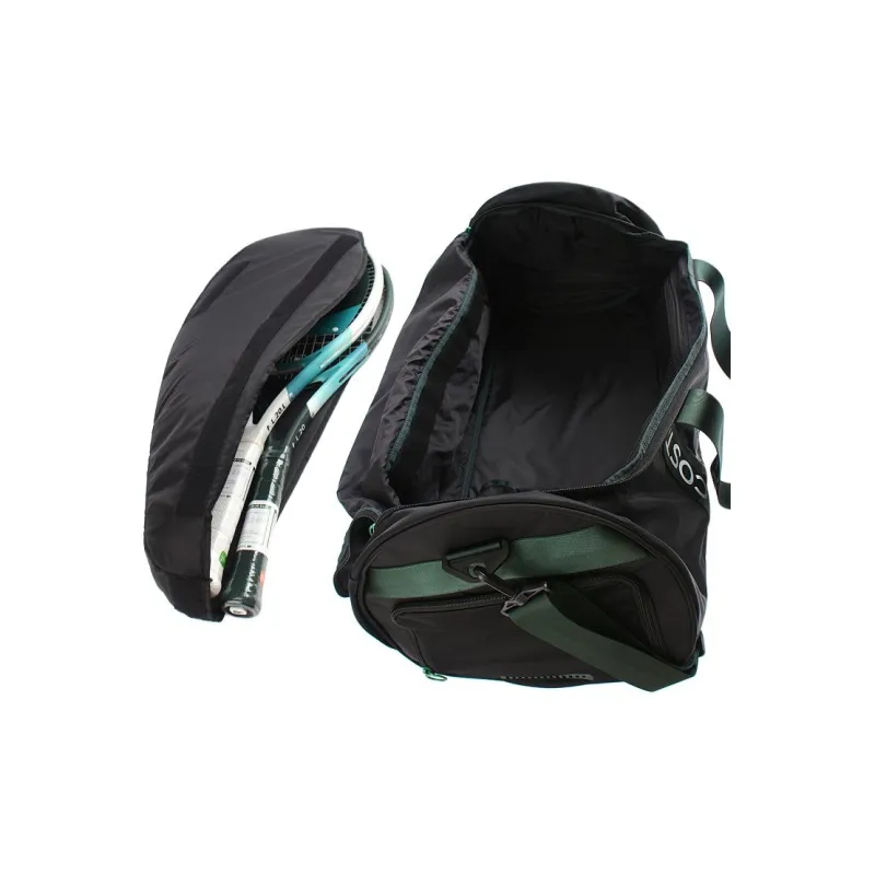 LACOSTE Polyester One Shoulder Crossbody Handbag, Travel Bag Regular Unisex Black & Green-6