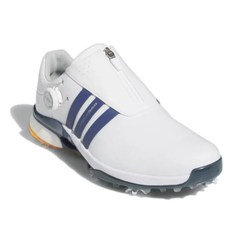 Adidas Tour360 Anti Slip Wear Resistant Low Top Golf Shoes Men's White Blue-2