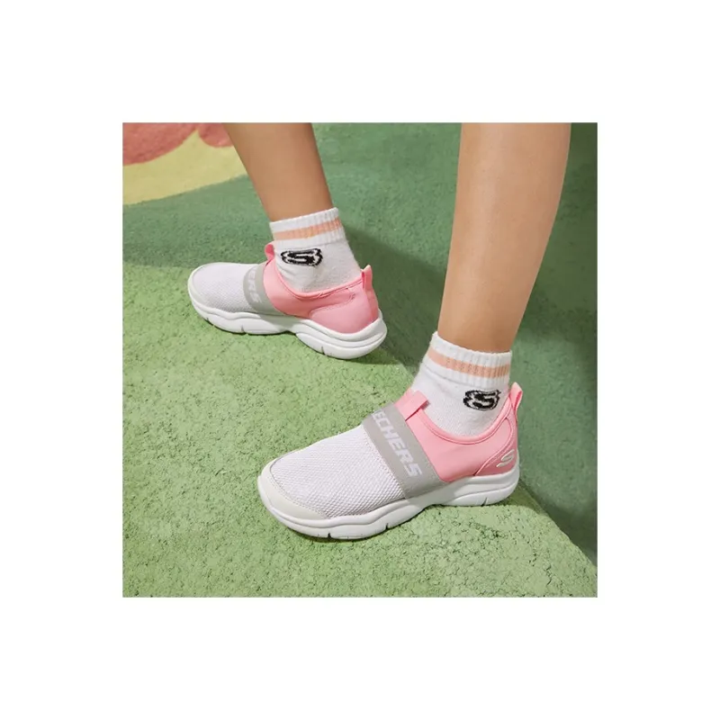 Skechers Go Fle Slip Resistant Cushioning Abrasion Resistant Low Top Kids Lifestyle Shoes White Pink Teenagers-7