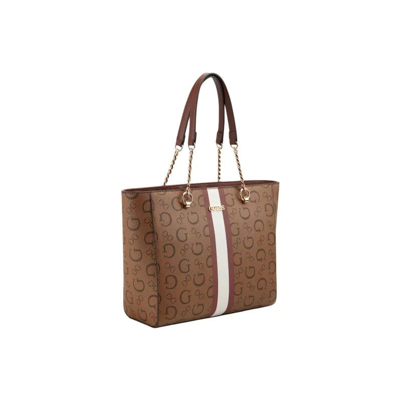 GUESS Coated Canvas Tote Bag Shopping Bag Handbag Women's Brown-1