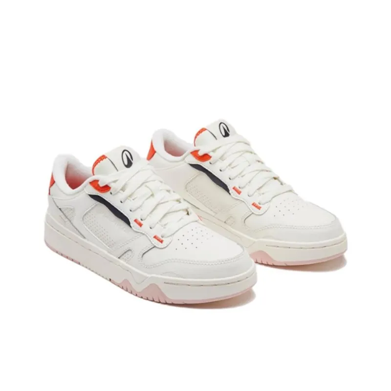 DECATHLON Slip Resistant Breathable Low Top Skateboard Shoes Women's White Orange-2