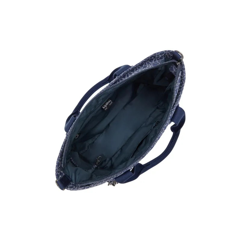 Kipling Cotton Laptop Bag Handbag Small Size Unisex Denim Blue-3