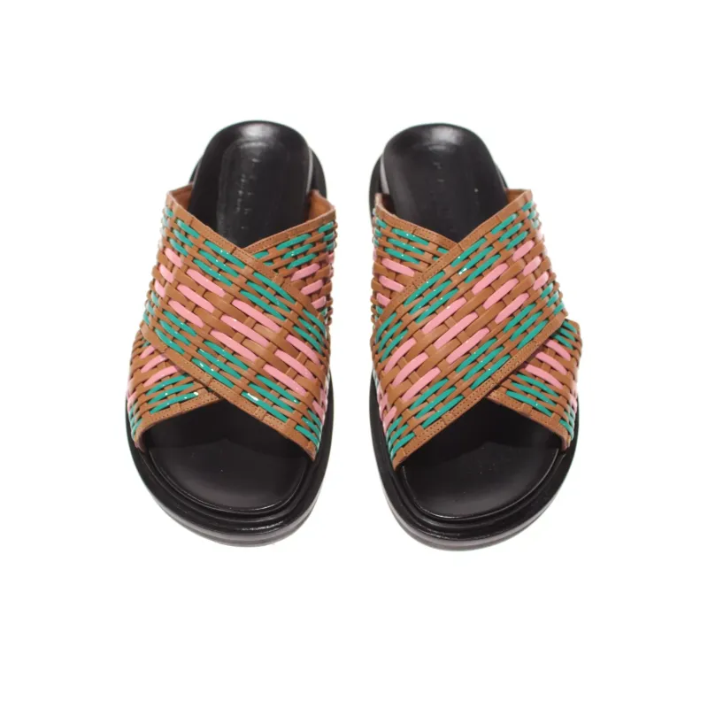 MARNI Criss-Cross Interwoven Slides Women's-3