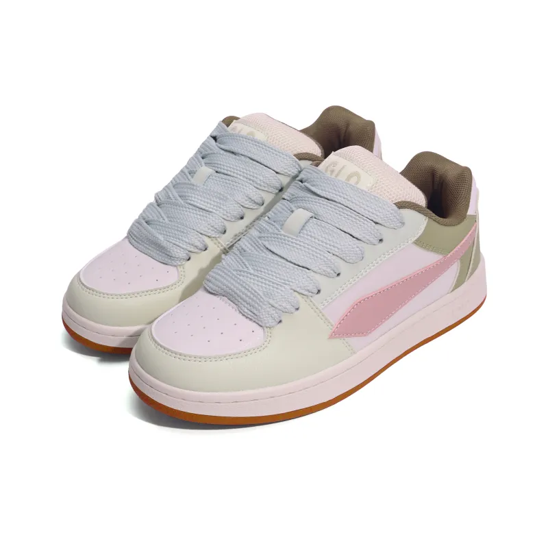 GLO BULL Skateboard Shoes Unisex Low Top Beige Light Green Pink-2