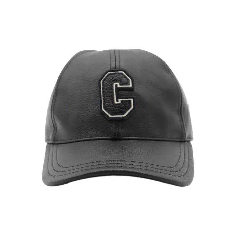 CELINE Logo Patch Leather Cap-0