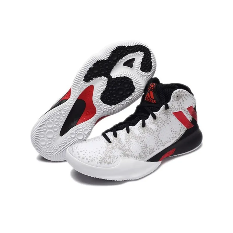 Adidas Crazy Heat Anti-Slip Wear-Resistant High-Top Basketball Shoes Men's White Red-3