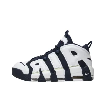 Nike Air More Uptempo Olympic Abrasion Resistant Mid Top Vintage Basketball Shoes Men's White Blue