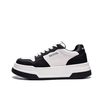NAUTICA Anti Slip And Wear Resistant Height Increasing Low Top Skateboard Shoes Women's White Black