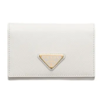 PRADA Leather Card Holder Women's White