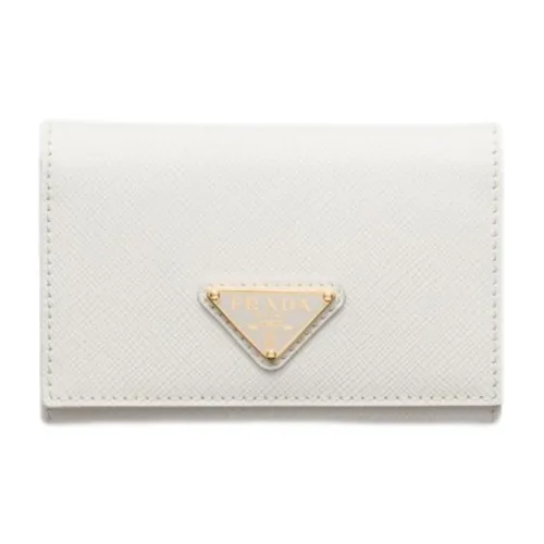 PRADA Leather Card Holder Women's White