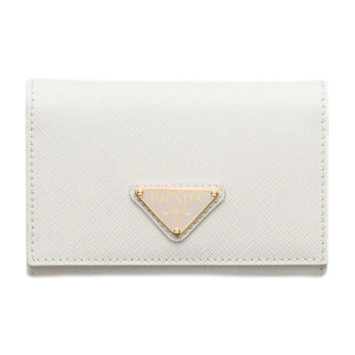 PRADA Leather Card Holder Women's White-0