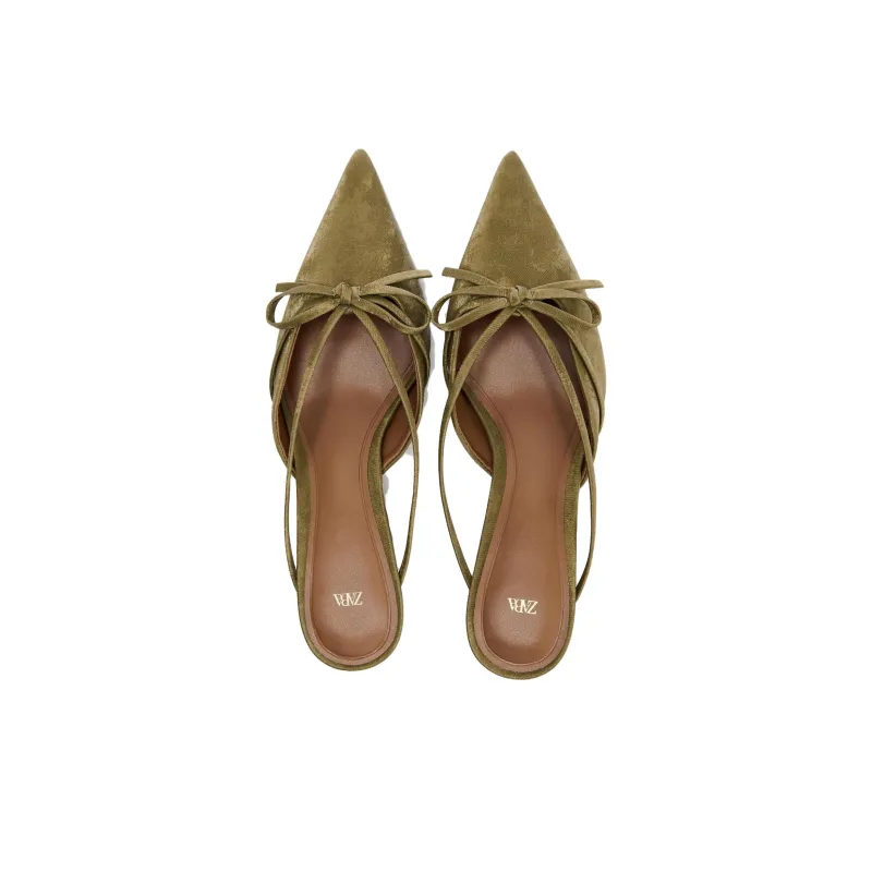 ZARA Wrap-toe Slippers Women's Green-3