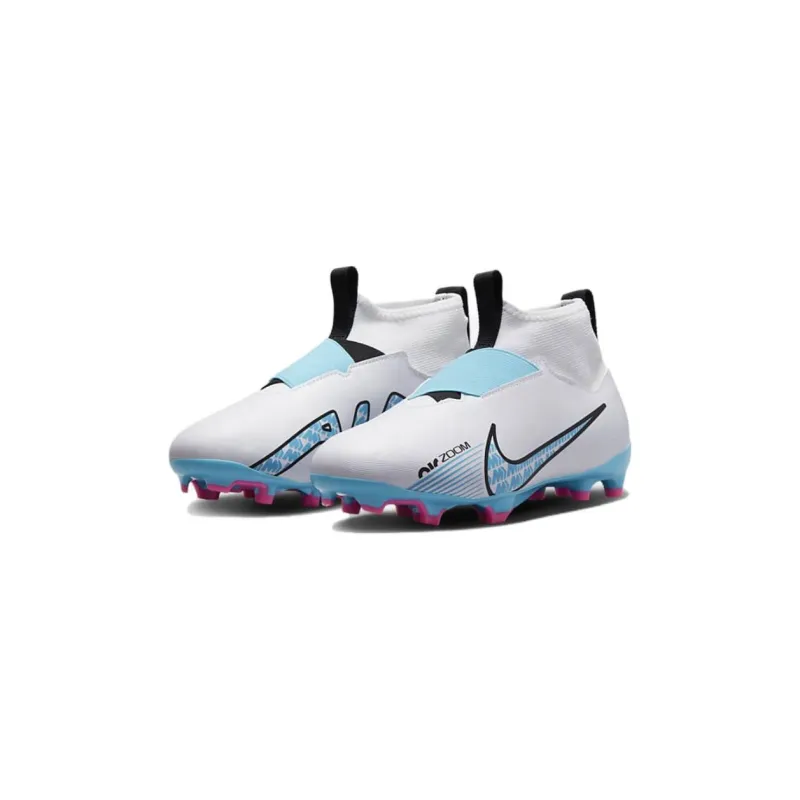 Nike JR Zoom Mercurial Superfly 9 Assassin 15 Academy FG/MG Cushioned Slip-Resistant Mid-Top Soccer Shoes White Kids'-2