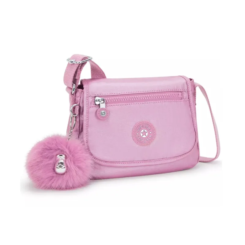 Kipling Nylon Shoulder Bag, Crossbody Bag Mini Women's Sweet Furong Metallic-1
