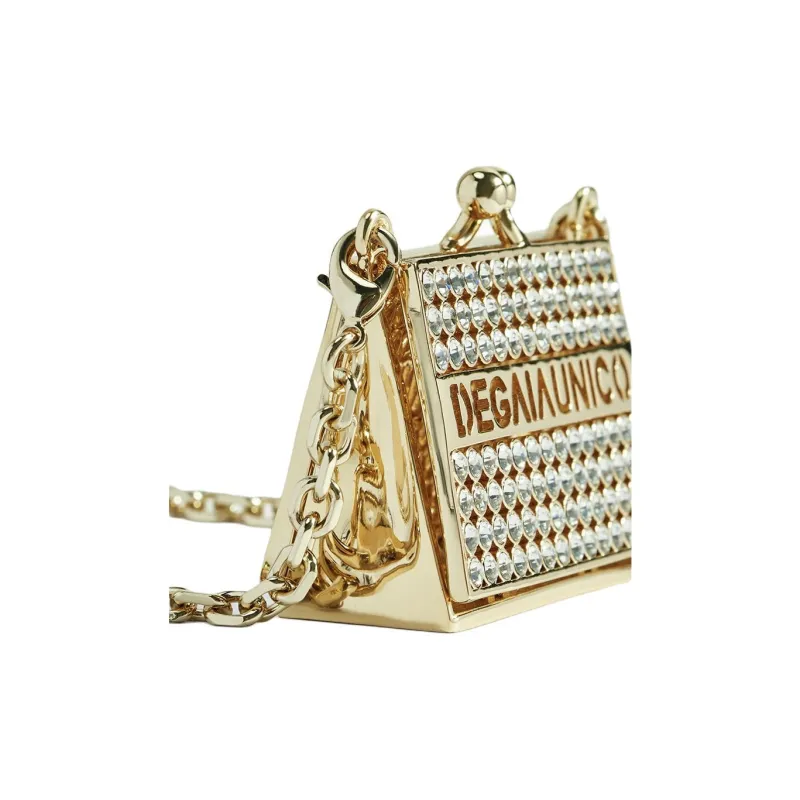 DEGAIA Alloy Metal Handbag, Shoulder Bag Mini Women's White Steel/Gold-2