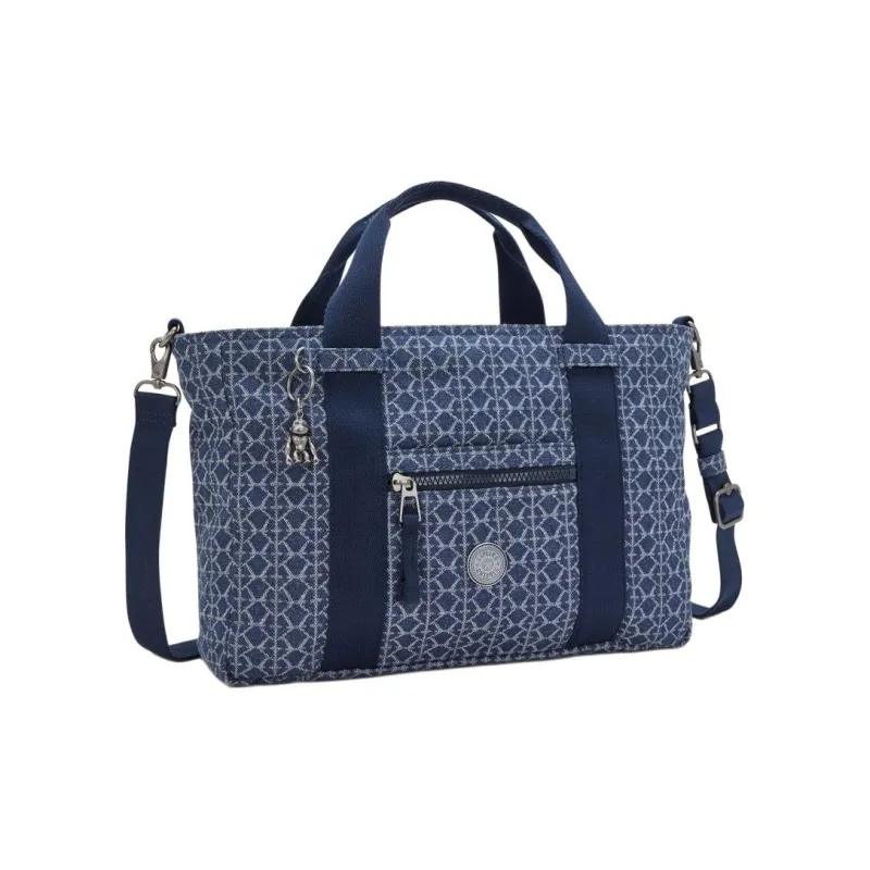 Kipling Cotton Laptop Bag Handbag Small Size Unisex Denim Blue-1