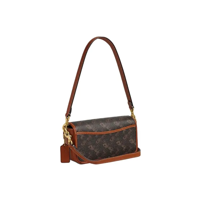 COACH Studio Artificial Leather With Cow Leather Shoulder Bag, Crossbody Bag Trumpets Women's Black & Brown-1
