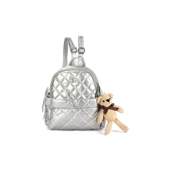 Wenpercy PU Small School Bag Backpack Regular Women's Silver/Black/Blue/Pink