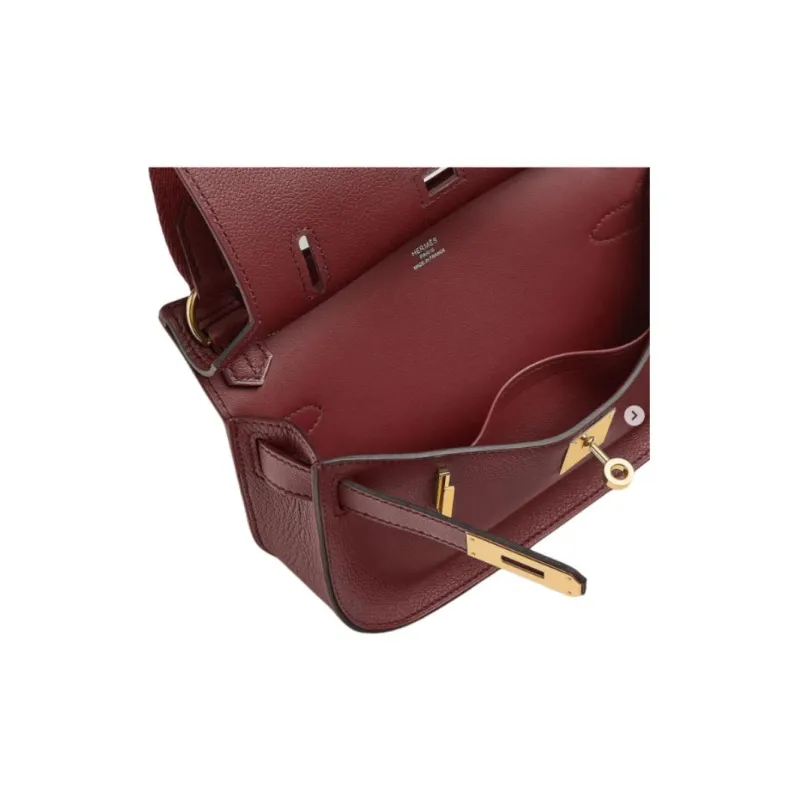 HERMES Jypsiere Evercolor Calfskin Gypsy Bag Crossbody Bag Shoulder Bag Mini Women's Red-2