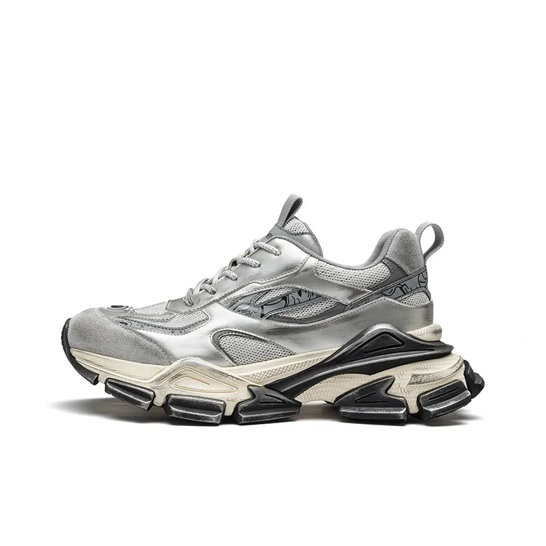 HARSON Abrasion Resistant Height Increasing Low Top Chunky Sneakers Men's-0