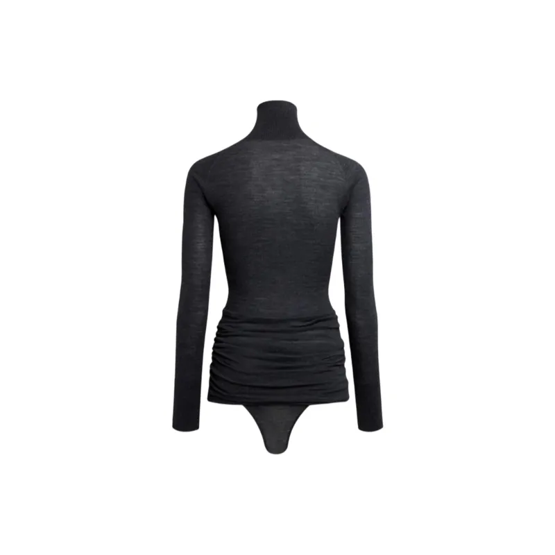 Alaia High Neck Draped Knit Bodysuit-1