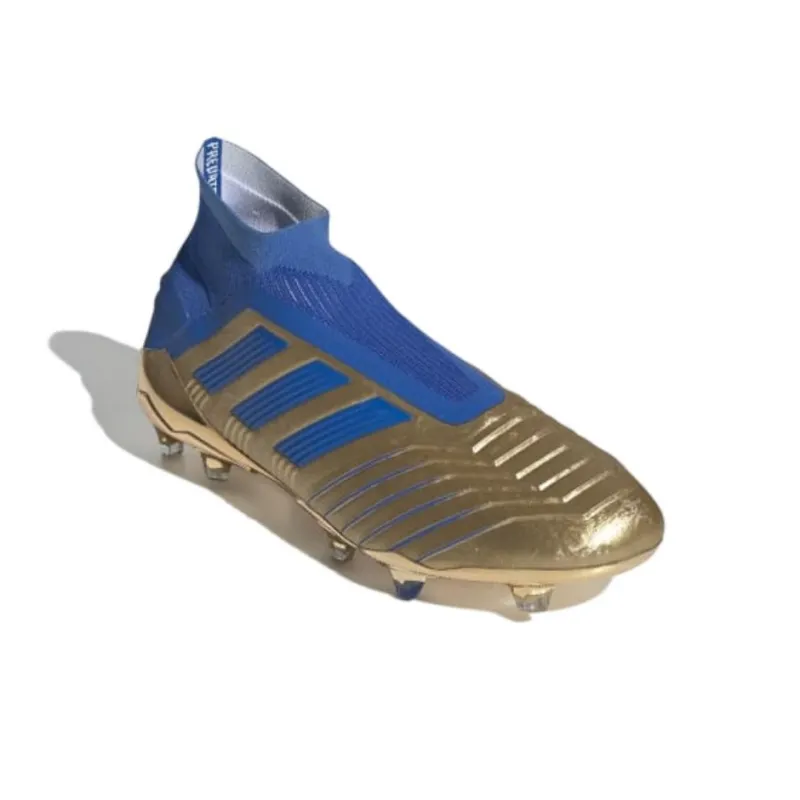 Adidas Predator 19+ Anti Slip And Wear Resistant Support Soccer Shoes Men's Blue Gold-3
