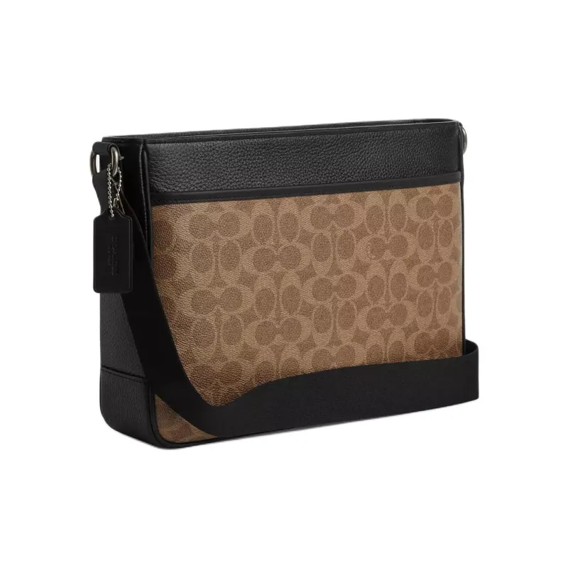 COACH Coated Canvas Crossbody Bag, Shoulder Bag Men's Tan & Black-1
