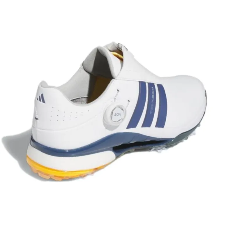 Adidas Tour360 Anti Slip Wear Resistant Low Top Golf Shoes Men's White Blue-3