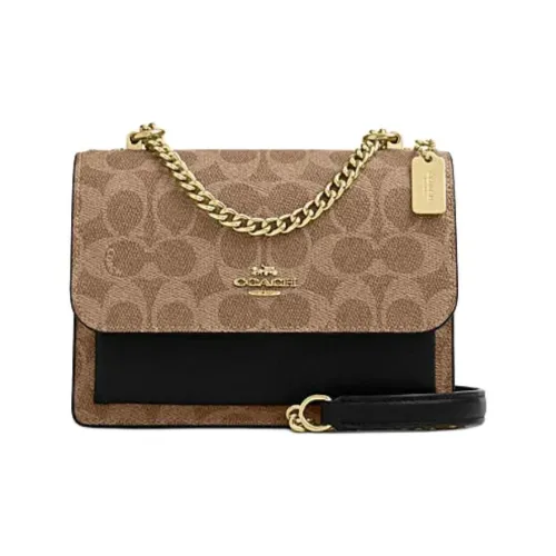 COACH Artificial Leather Cow Leather Patchwork Shoulder Bag Crossbody Bag Mini Women's Brown Yellow & Black