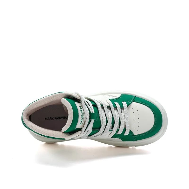 FAIRWHALE Skateboard Shoes Men High Top Black/Green-11