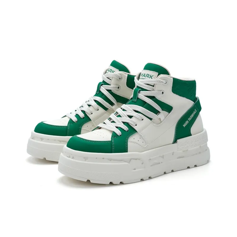 FAIRWHALE Skateboard Shoes Men High Top Black/Green-9