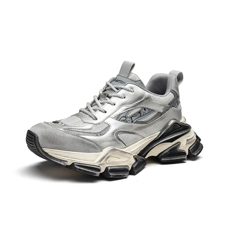 HARSON Abrasion Resistant Height Increasing Low Top Chunky Sneakers Men's-1