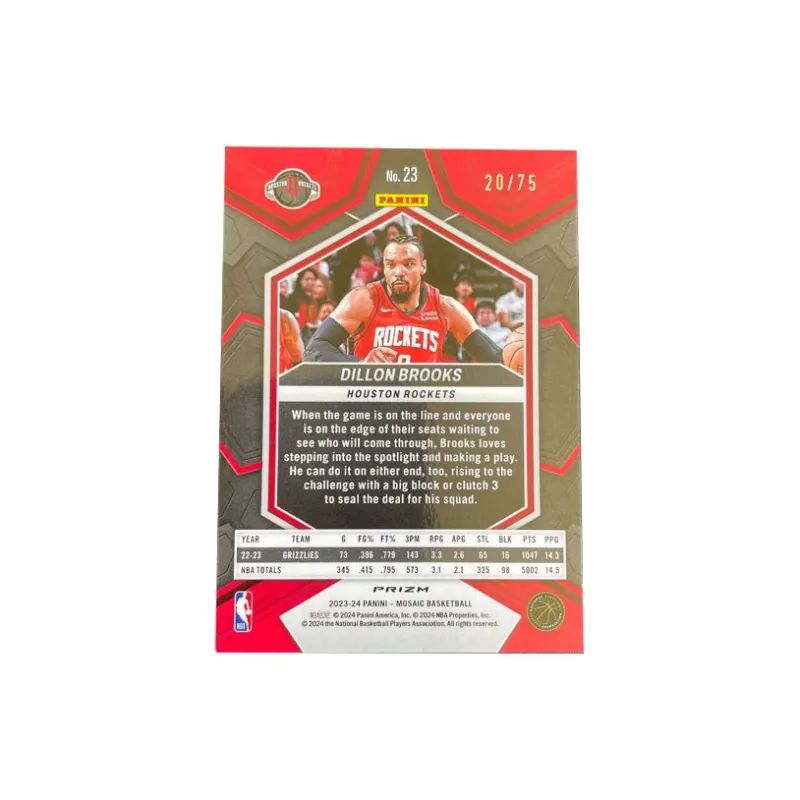 PANINI Dillon Brooks 2023 24 Mosaic Rocket Mosaic Fold Refractive Basketball Card Product Access Sports Cards 1 Pc-1