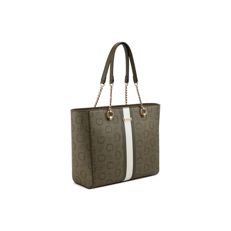 GUESS Coated Canvas Tote Bag Shopping Bag Handbag Women's Green-1