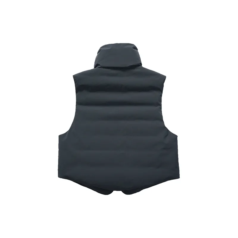 UPON PRO Outdoor Urban Techwear Curved Cut Stand Collar Protective Down Jacket Vest Women's Extreme Night Black-1