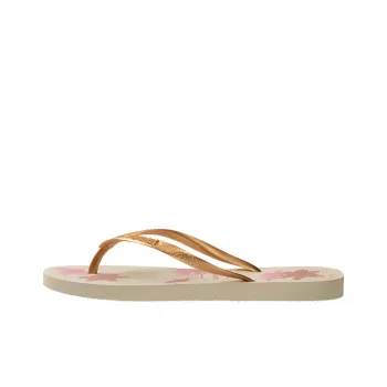 Havaianas Rubber Sole Slip Resistant Flip Flops Women's Beige Gold