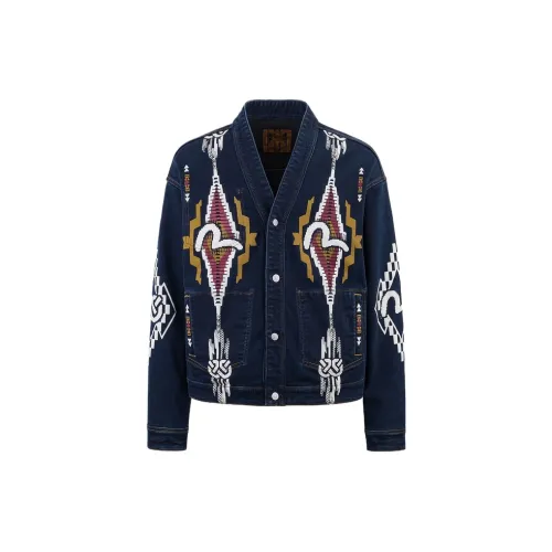 EVISU Denim Jackets Men Denim Blue