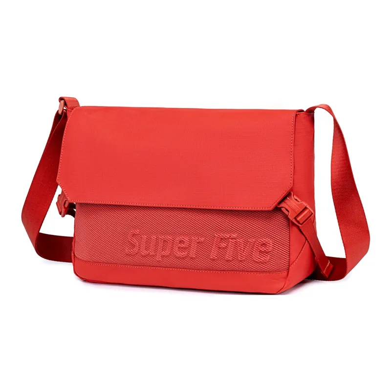 Super Five Polyester Shoulder Bag Unisex Ecru/Black/Red/Gray-16